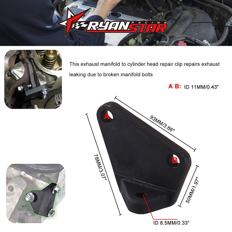 RYANSTAR RACING مشبك عادم RYANSTAR RACING مجموعة إصلاح مشبك عادم لإصلاح تسرب رأس الأسطوانة يستبدل 11518860 917-107 يناسب الجهة الأمامية اليمنى أو الجهة الخلفية اليسرى على محرك 4.8L 5.3L 6.0L - Image 2